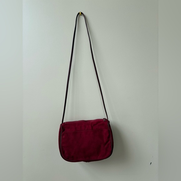 Vintage Deep Red Crossbody Bag - GENUINE SUEDE! - Picture 1 of 6